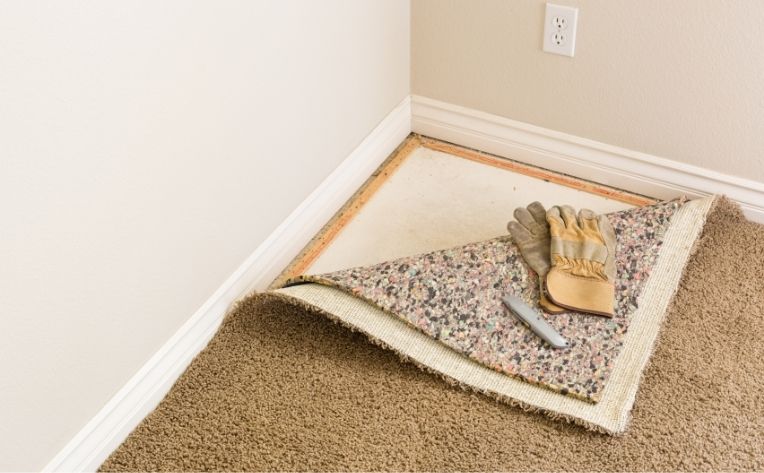 Carpet Cushioning Flipped Back